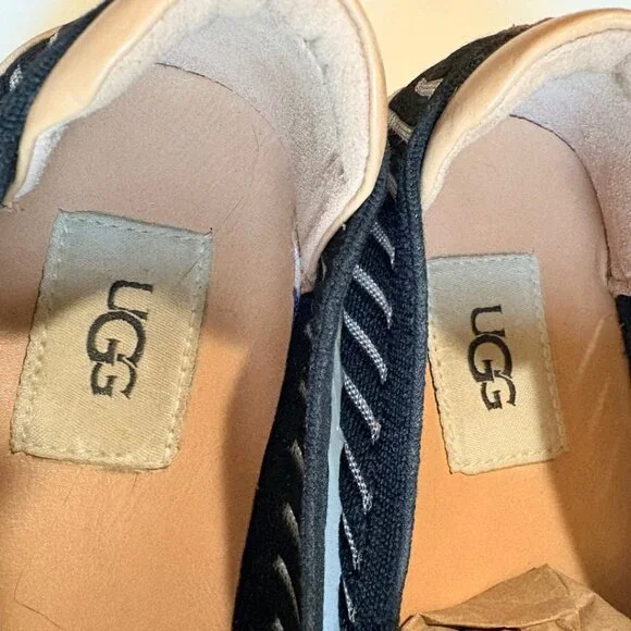 UGG Sammy Breeze Slip On Sneaker Women 8.5 Black Knit Stripe Comfort Casual Shoe - Picture 11 of 15